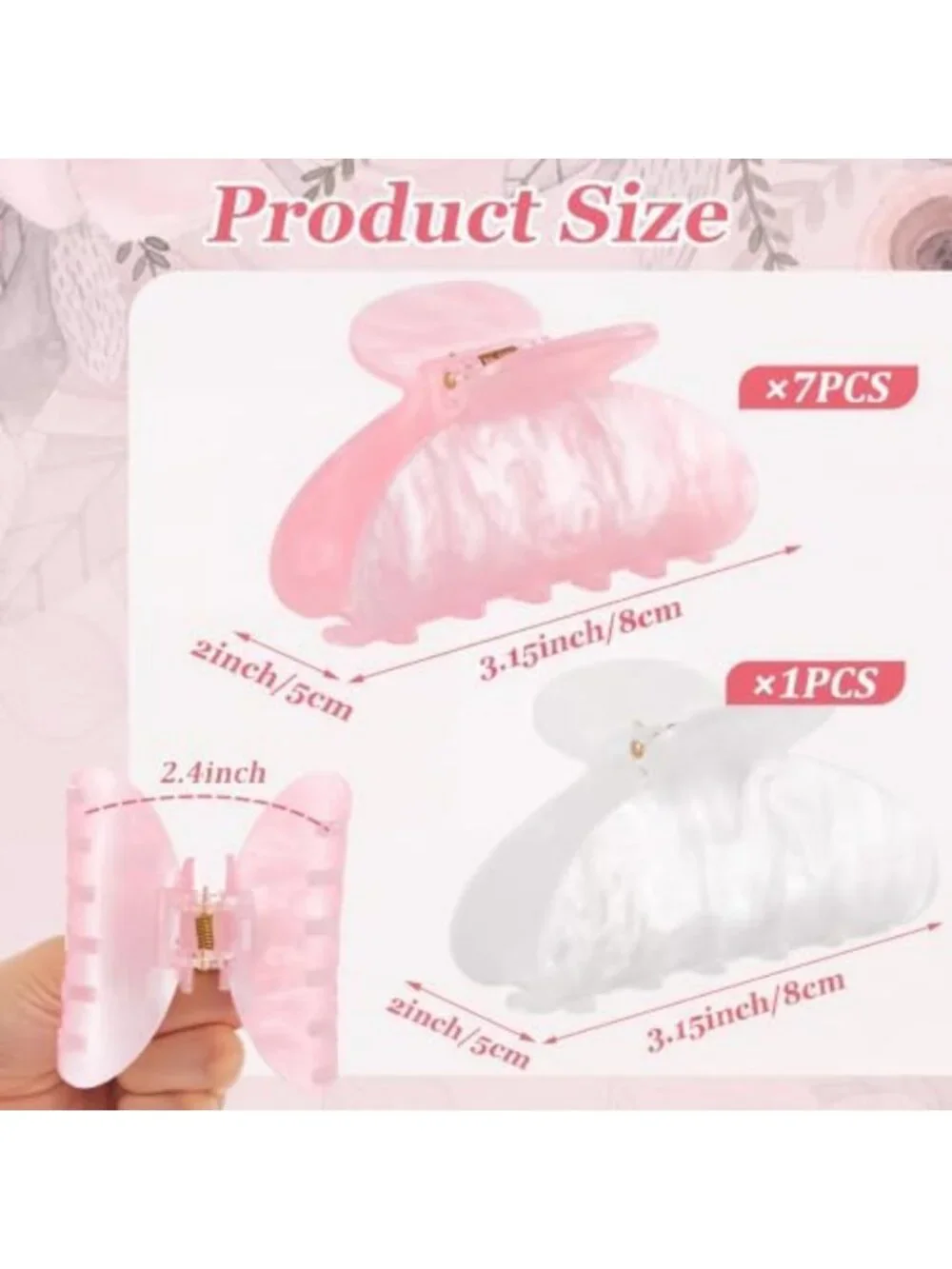 8-Pack Bridesmaid Proposal Gifts | Acrylic Hair Claw Clips in White & Pink